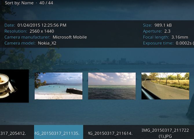 Pictures view in Kodi on macOS