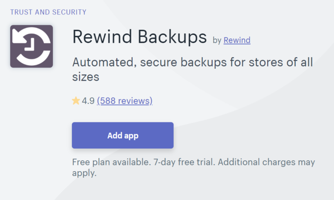 Rewind Backups Shopify App Security