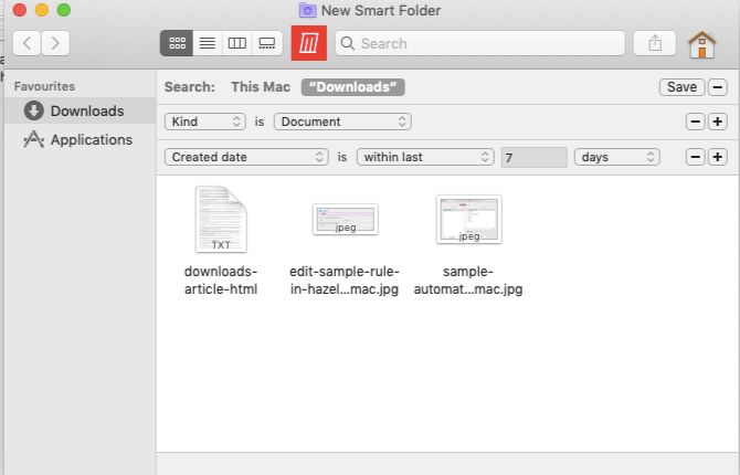 Creating a smart folder in Finder on Mac
