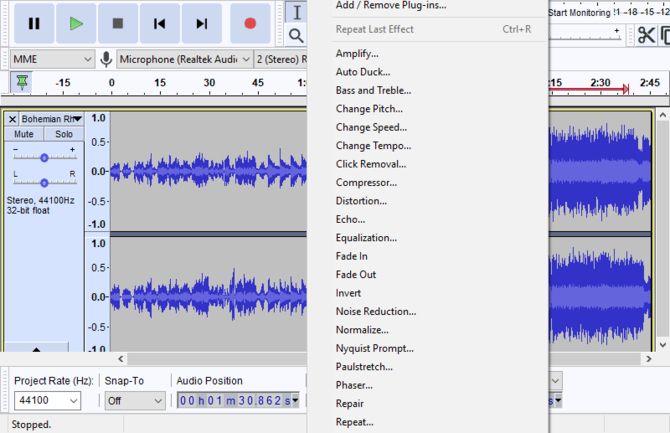 use effect to edit audio track