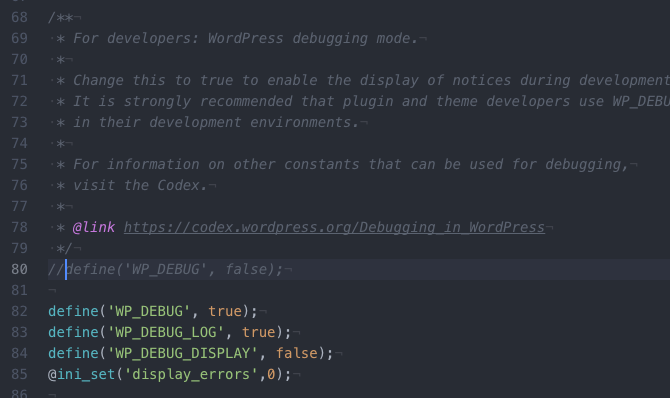 enable wordpress debug mode in wp_config
