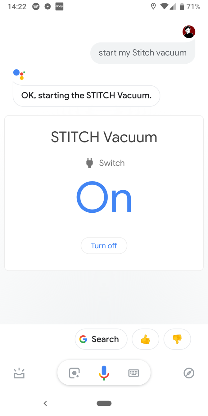 Stitcher Vacuum Google Assistant