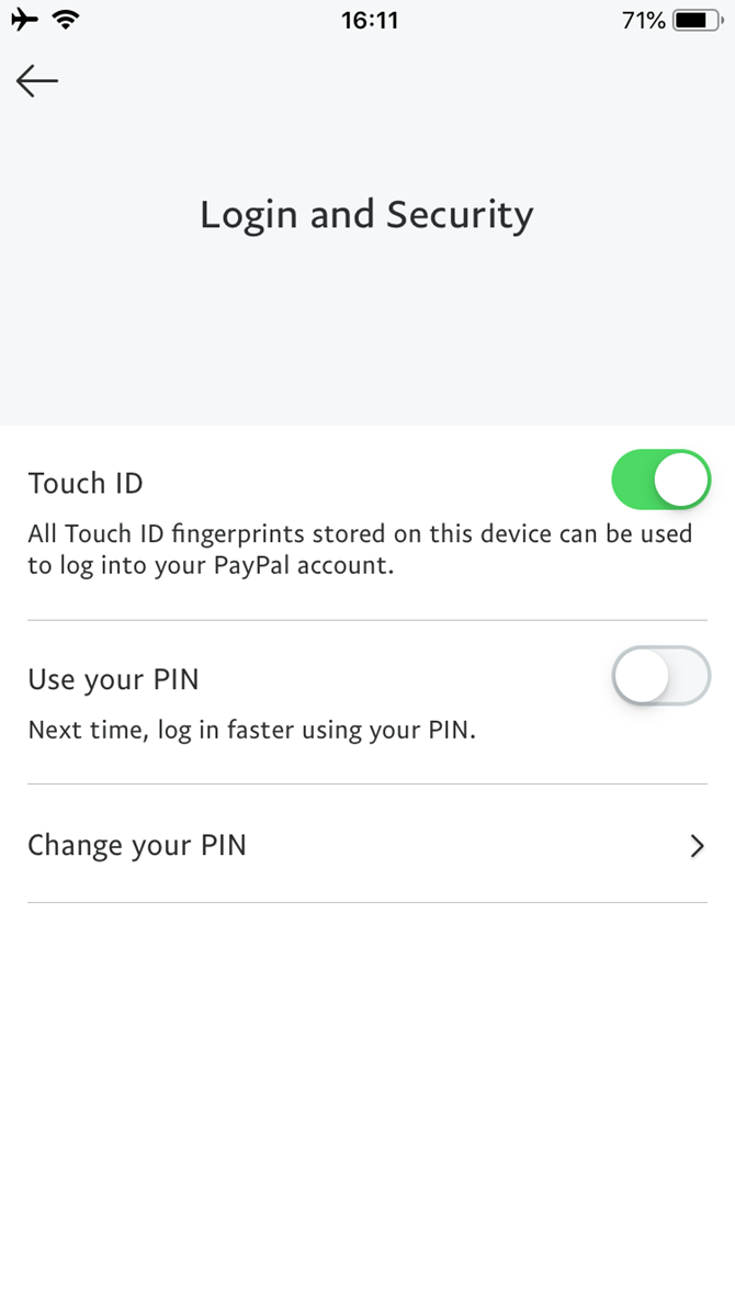 PayPal Touch ID