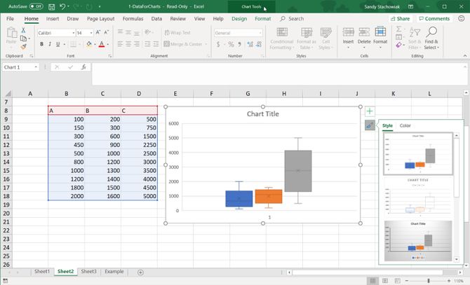 Excel Box and Whisker Plot Chart Styles