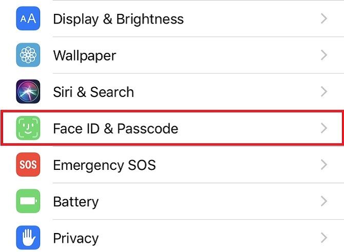 iPhone X facial recognition Settings