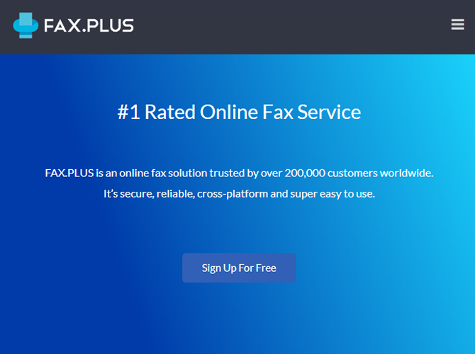 FaxPlus Online Faxing Service Website Splash Page
