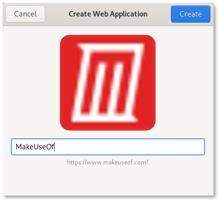 GNOME Web's web app creation window
