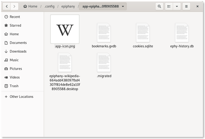 Folder containing GNOME Web Wikipedia web app files