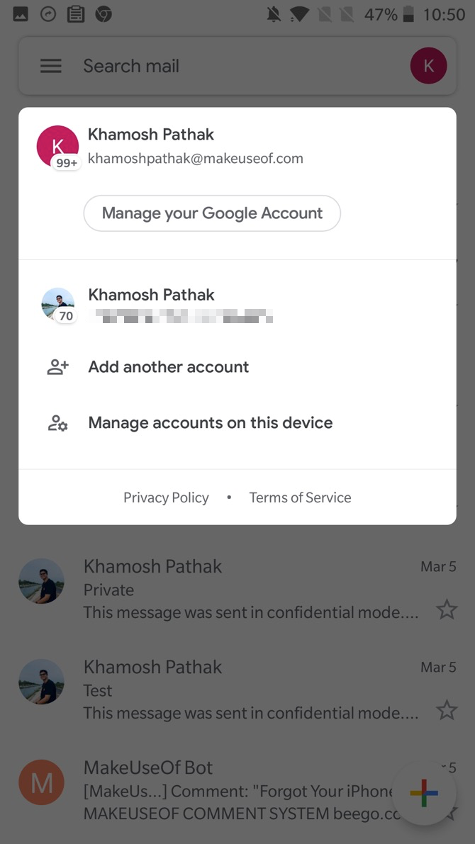 Gmail New Account Switching View