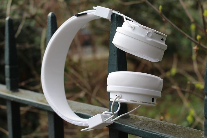 Urbanear Plattan 2 Bluetooth Headphones on their side showing Control Knob