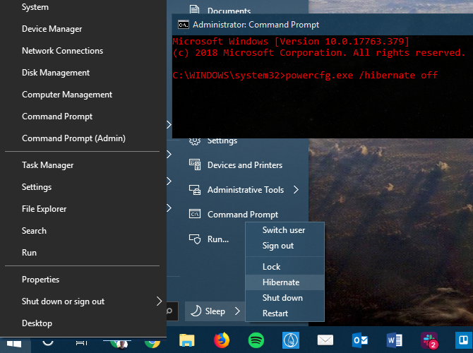 Windows 10 Turn Hibernate Off