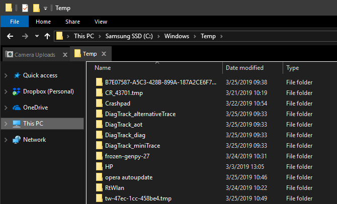 how to remove cab files in temp folder