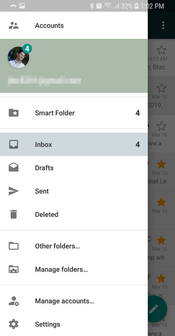 aquamail folders android