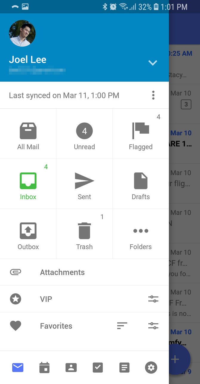 nine email android folders