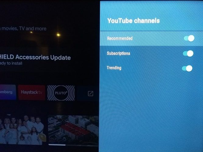 android tv recommended content select