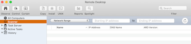 Apple Remote Desktop's Scanner Section