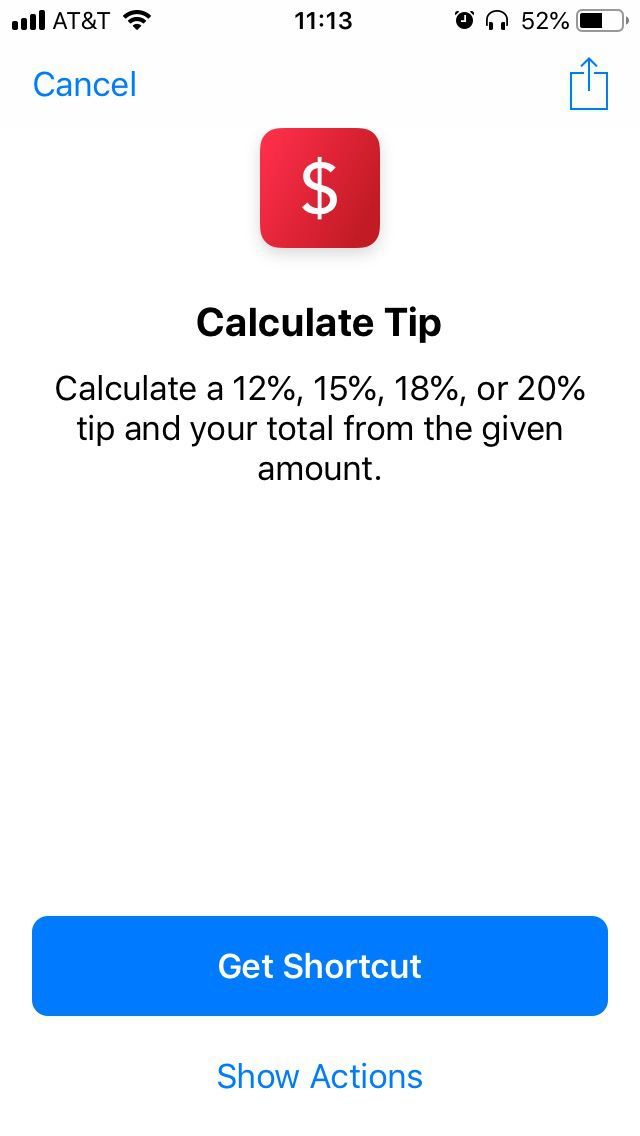 The Calculate Tip shortcut on iPhone: Part 1