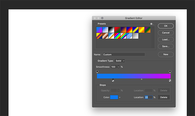 Creating Custom Gradient in Photoshop Gradient Editor