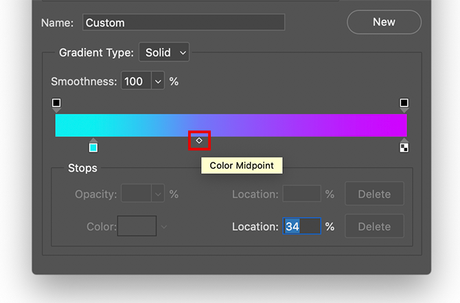 Creating Custom Gradient in Photoshop Midpoint