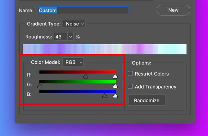 Creating Custom Gradient in Photoshop Adjusting Noise