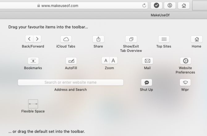 customise toolbar options in Safari on Mac