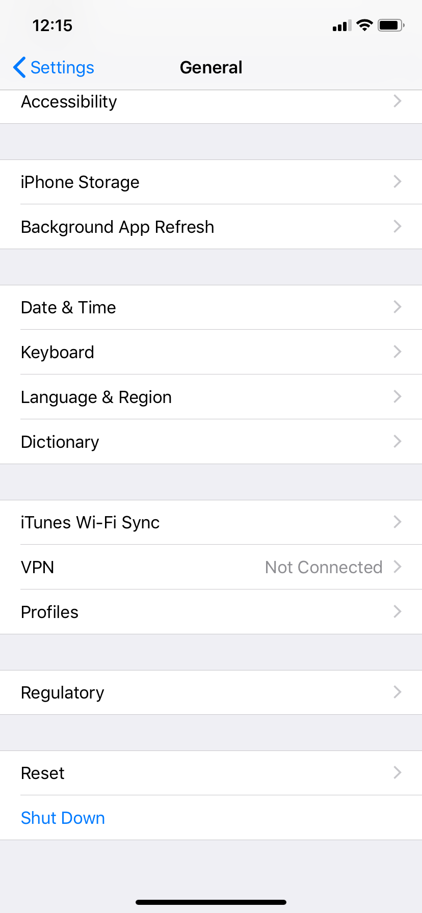 Resetting network settings on iPhone