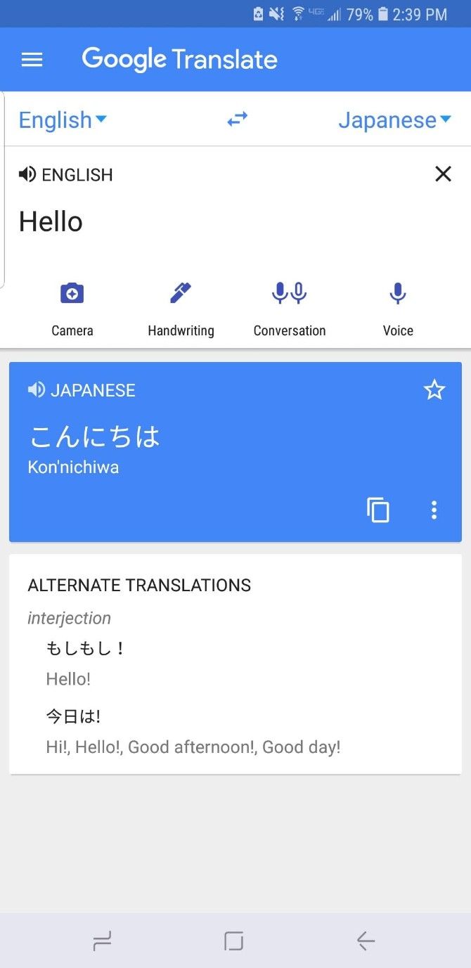 Google Translate Smartphone App Text Translation