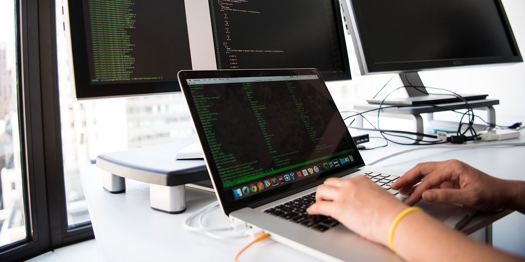 MacBook being used with multiple monitors