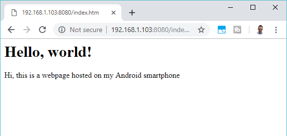 View a web page hosted on your Android device