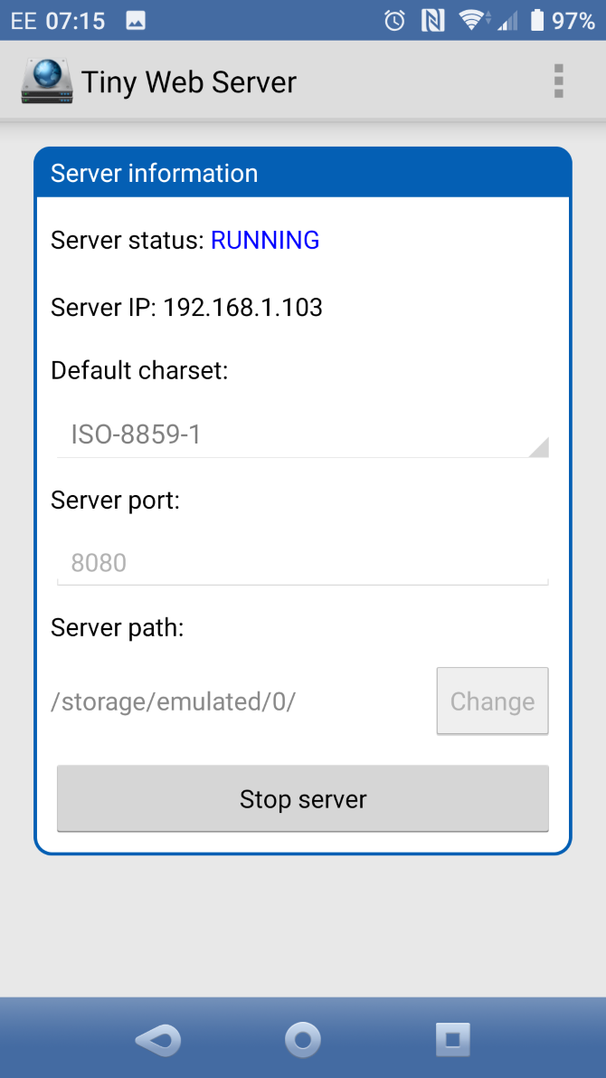 Start your Android server
