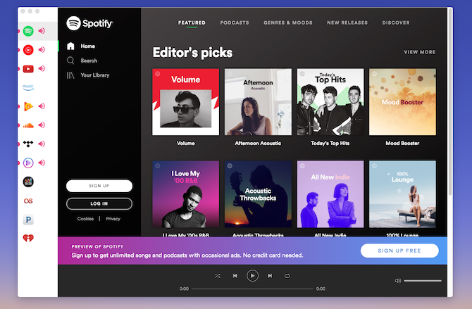 enable spotify on miniplayer for mac