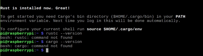 Rustc and Cargo are installed, but not currently in PATH