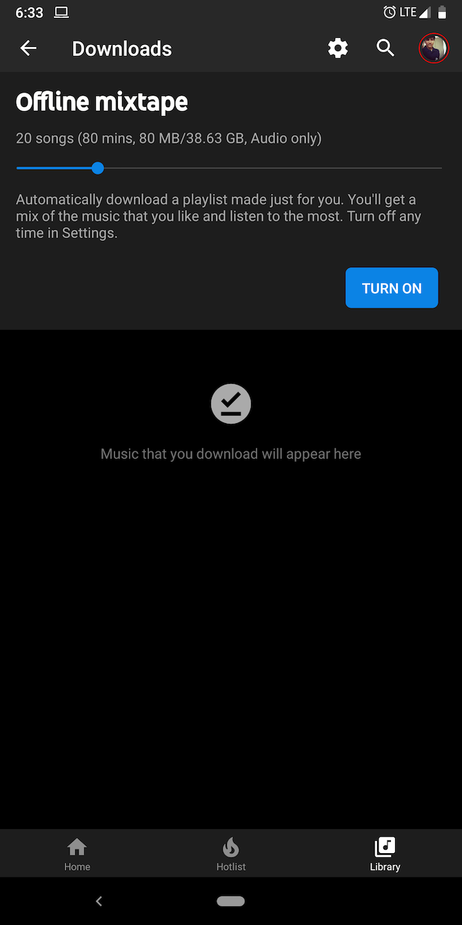 enable offline mixtape youtube music