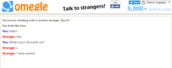 A chat on Omegle