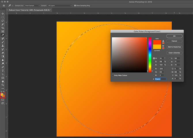 Photoshop CC Selecting a Color for Your Marquee