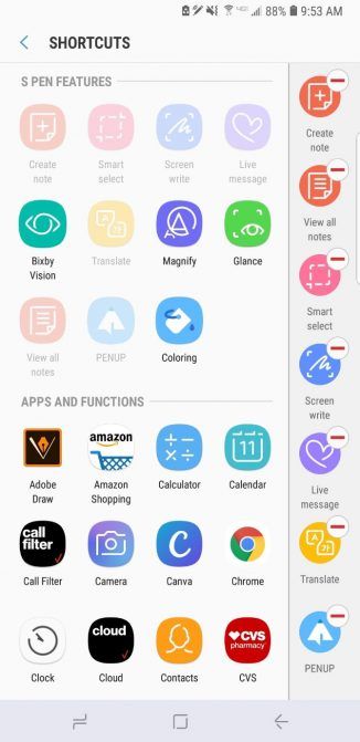S-Pen Samsung Galaxy Note 9 Air Command Apps