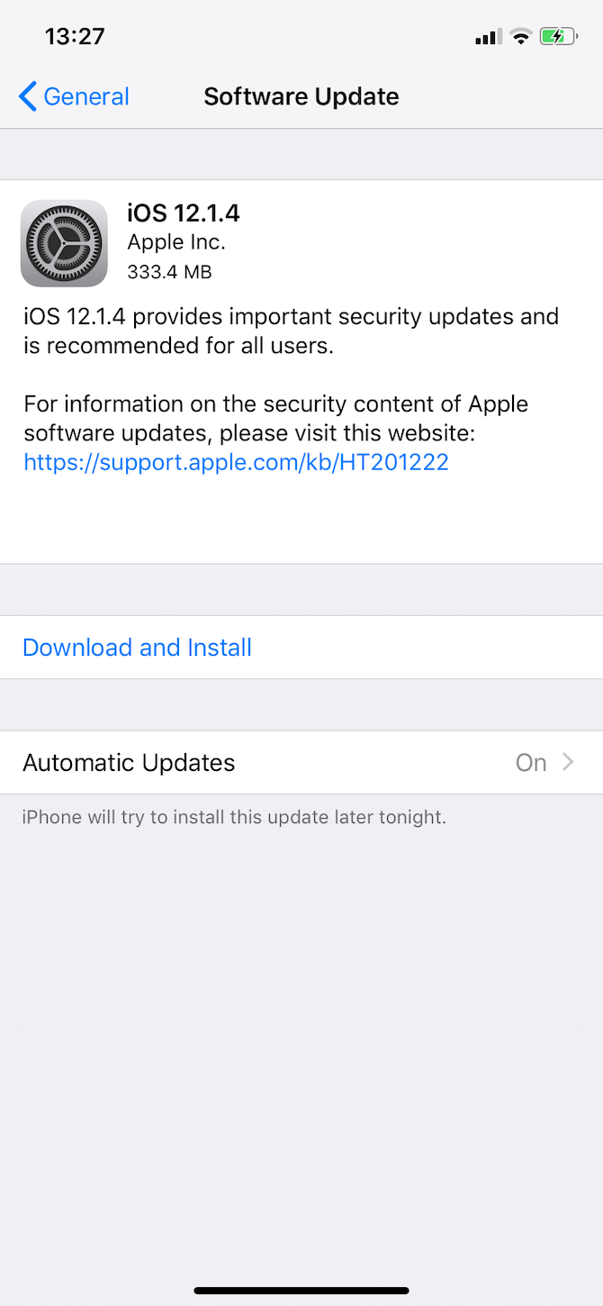iPhone Software Update screen