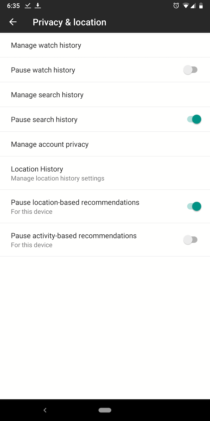 youtube music privacy settings