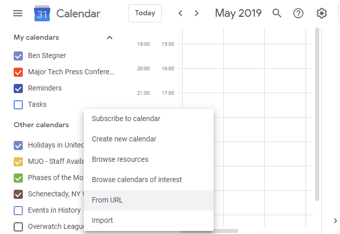 Import Google Calendar File