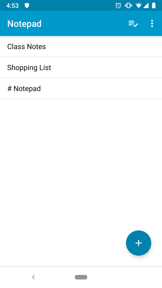 List of notes in Notepad Android App
