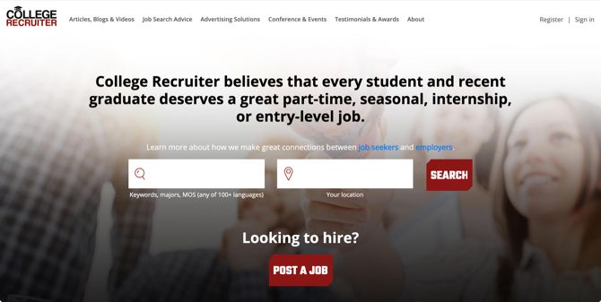 College Recruiter Job Search Main Page