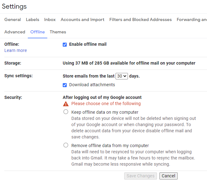 Enable offline mail from within Gmail's settings.