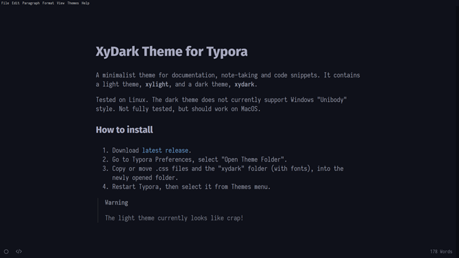 A dark Typora theme.