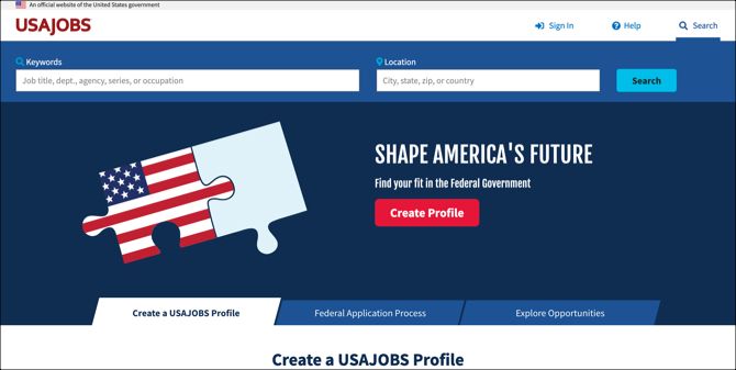 USAJOBS Job Search Main Page