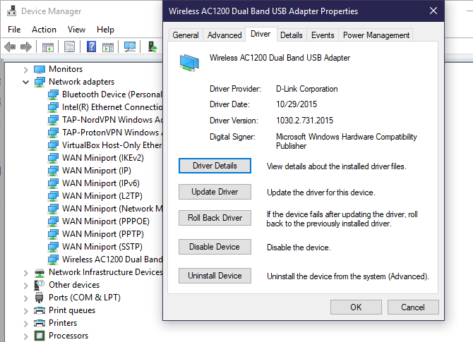 Windows 10 Device Manager Update Roll Back