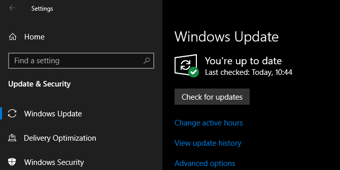 Windows Update Up to Date