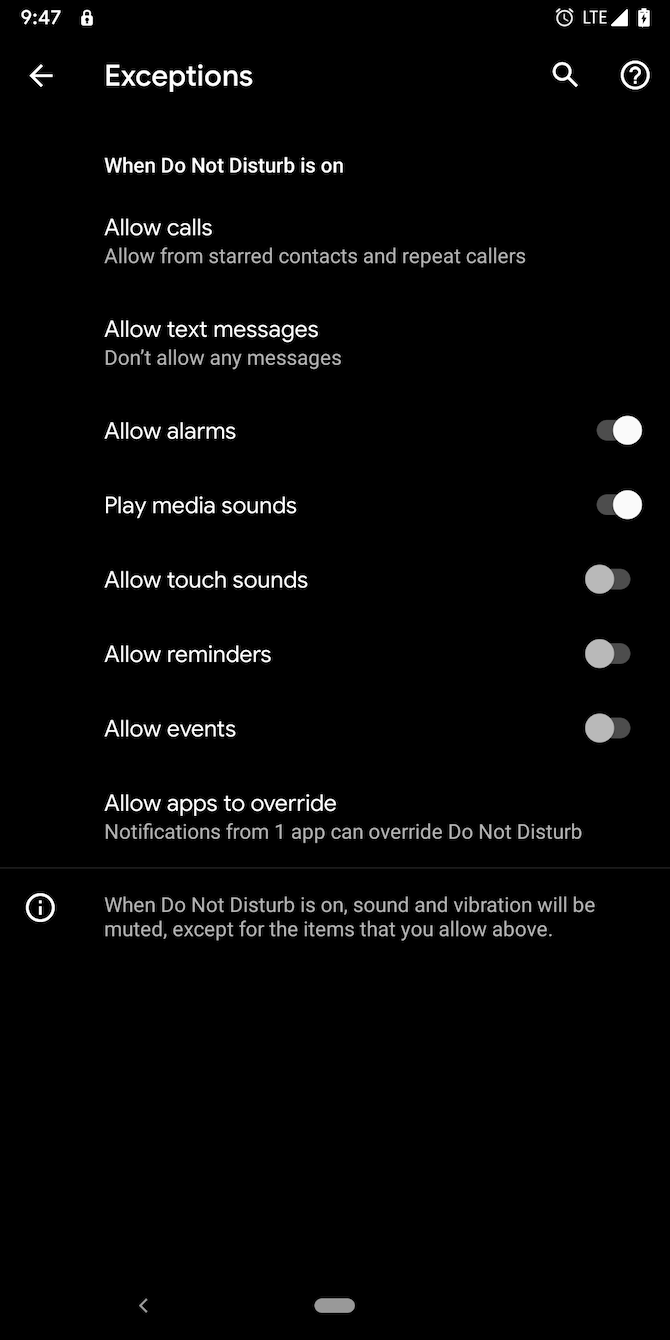 Do Not Disturb Exceptions Android