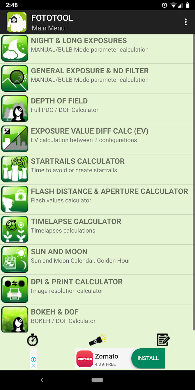 Fototool options Android