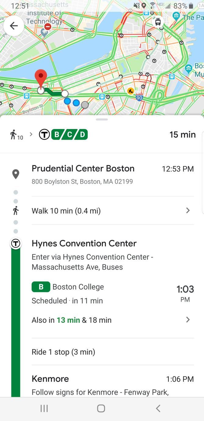 Google Maps Public Transit Tracker App Directions