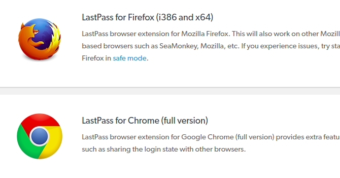LastPass extensions for Chrome and Firefox
